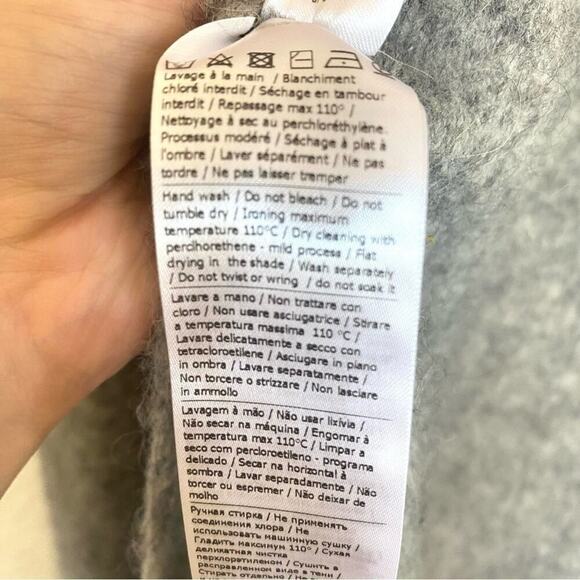 STEFANEL Italian Design Women's Medium Gray Alpaca Blend Tunic Dress Side Slit - Picture 4 of 8